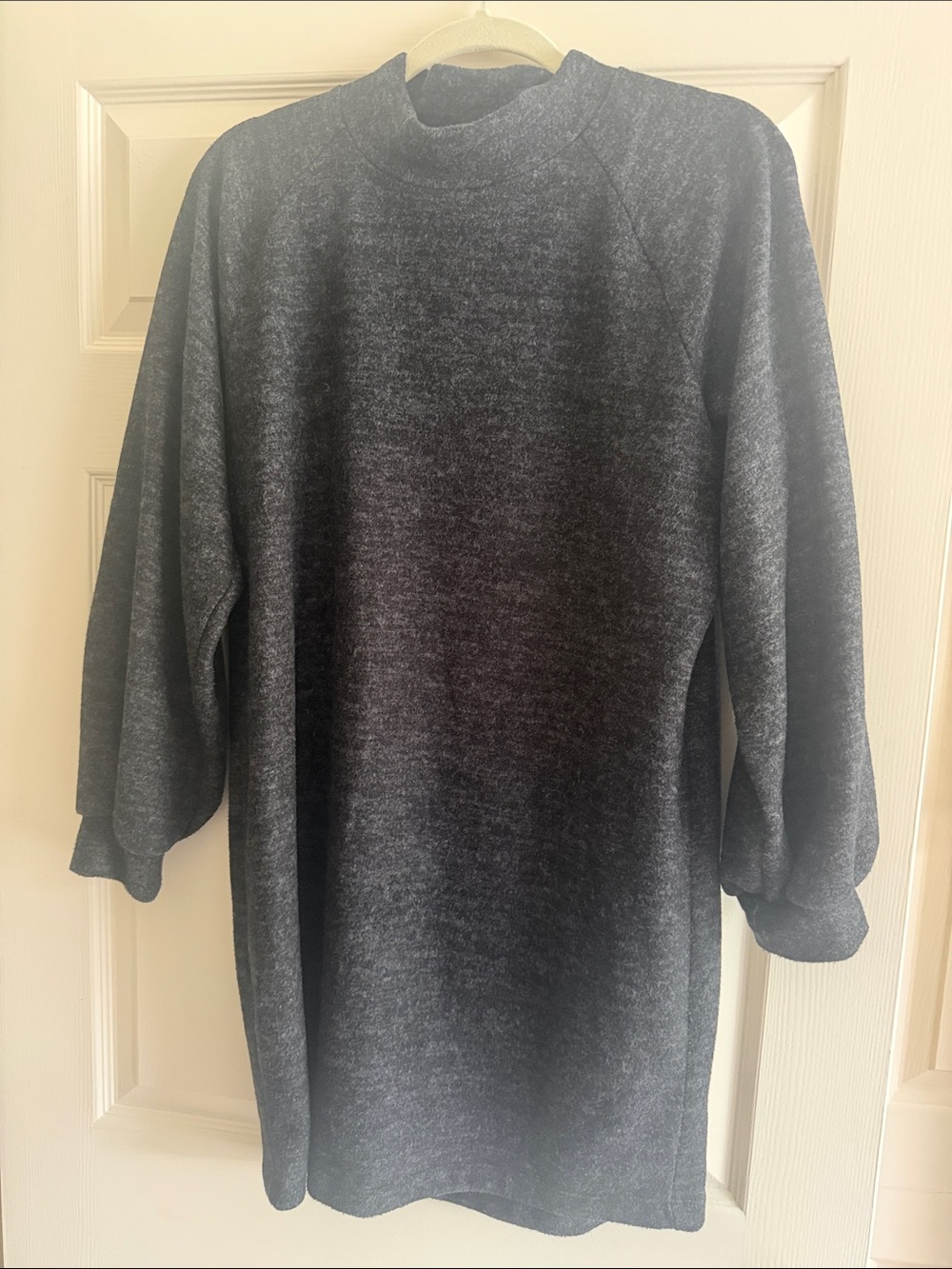 Lush Charcoal Mock-neck Soft Sweater Dress